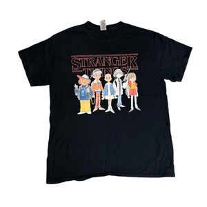 Stranger Things Animated Graphic T-Shirt Mens Medium Black Netflix Cast Tee M